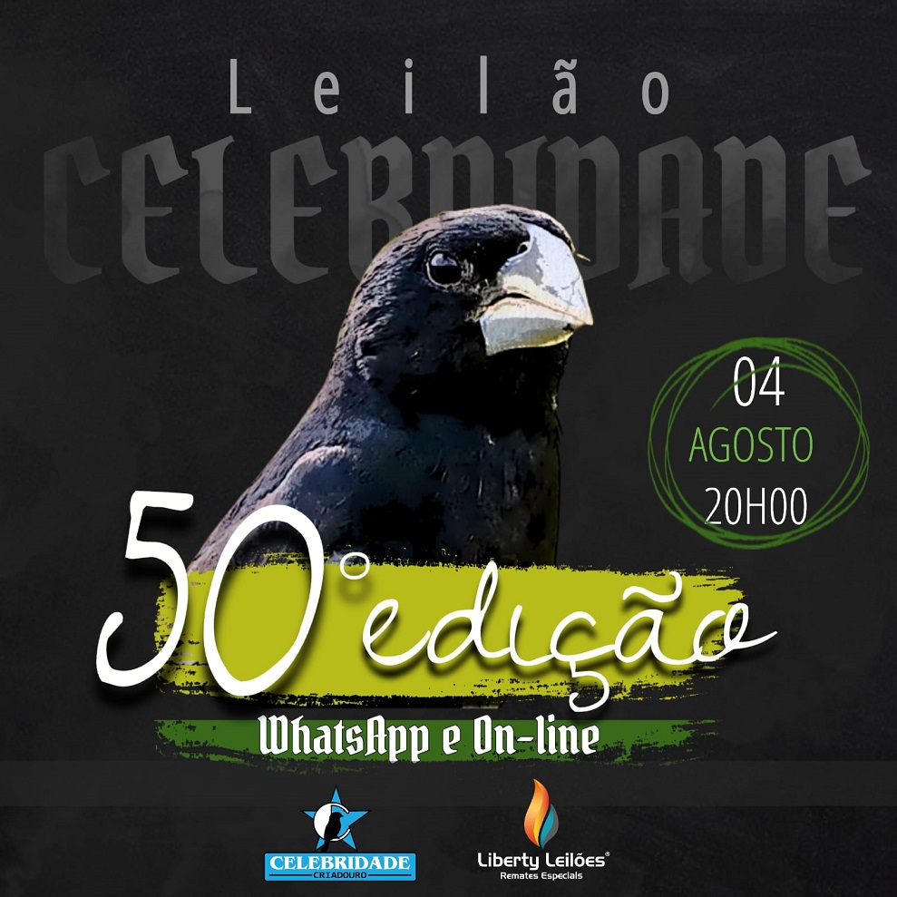 50º Leilão Criadouro Celebridade via WhatsApp e On-line.